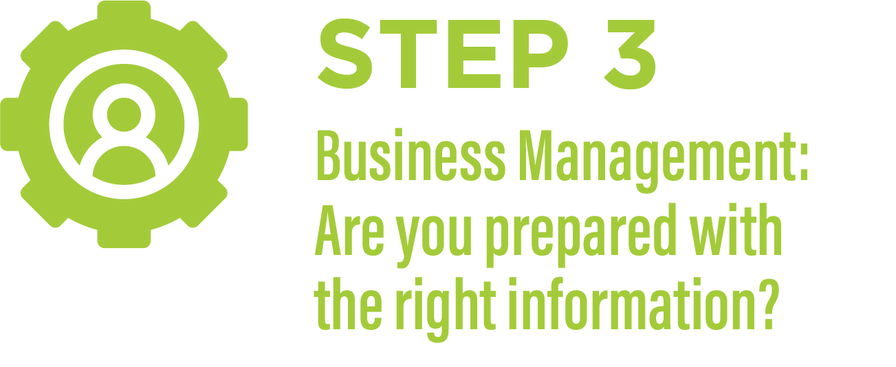 Step 3: Business Management: Are you prepared with the right information?